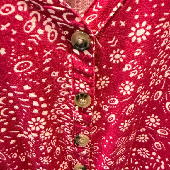 Torrid Size 3X Red Floral Boho Button Front Romper Drawstring Waist Soft Stretch - Picture 2 of 12